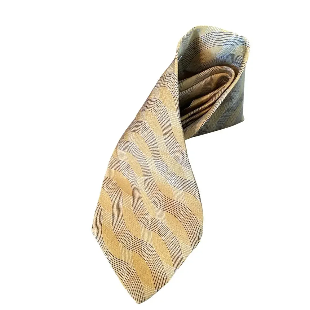 Vintage Giorgio Armani Silk Neck Tie Gold Purple‎ Abstract Italy Designer